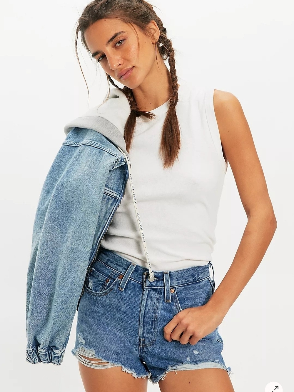 Levi's 501 By FP Original Shorts Cutoff High Rise Distressed Frayed Hem 25
